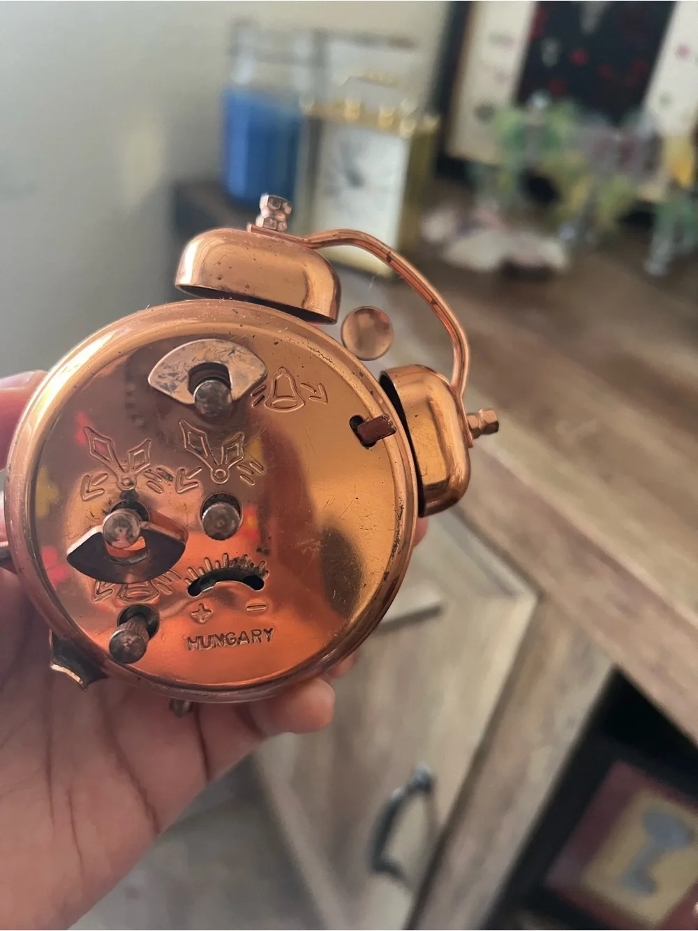 Copper-Tone Twin Bell Wall Clock Accent